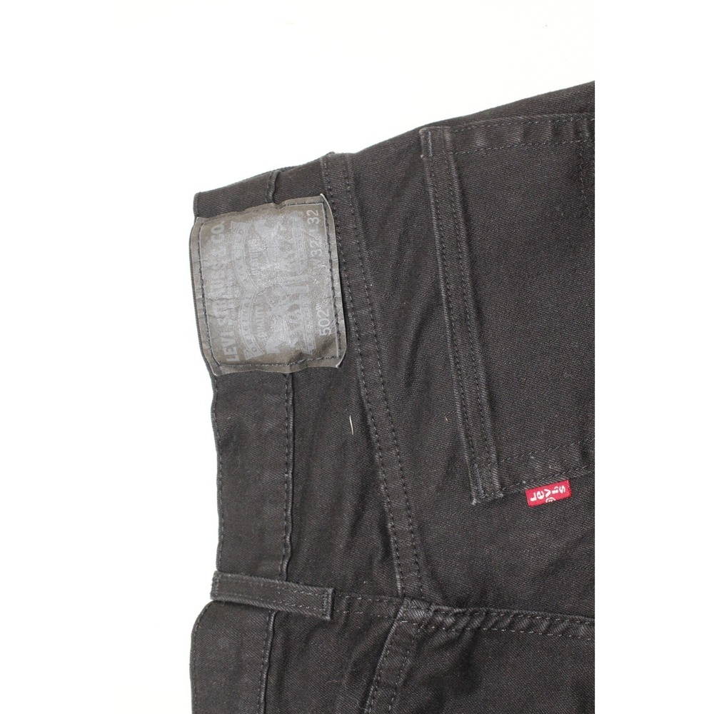 Levi's 502 Jeans 32x30 (Tag 32x32) Regular Taper Black Dark Wash - Picture 3 of 13